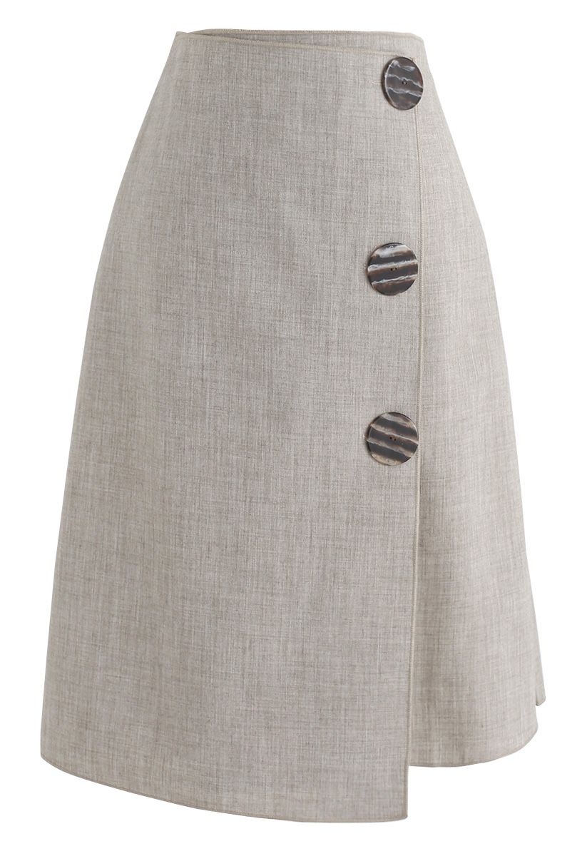 Another Me Flap Shift Skirt in Light Tan