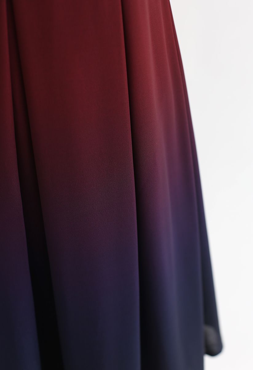 Gradient Revelry Cold-Shoulder-Kleid in Wein