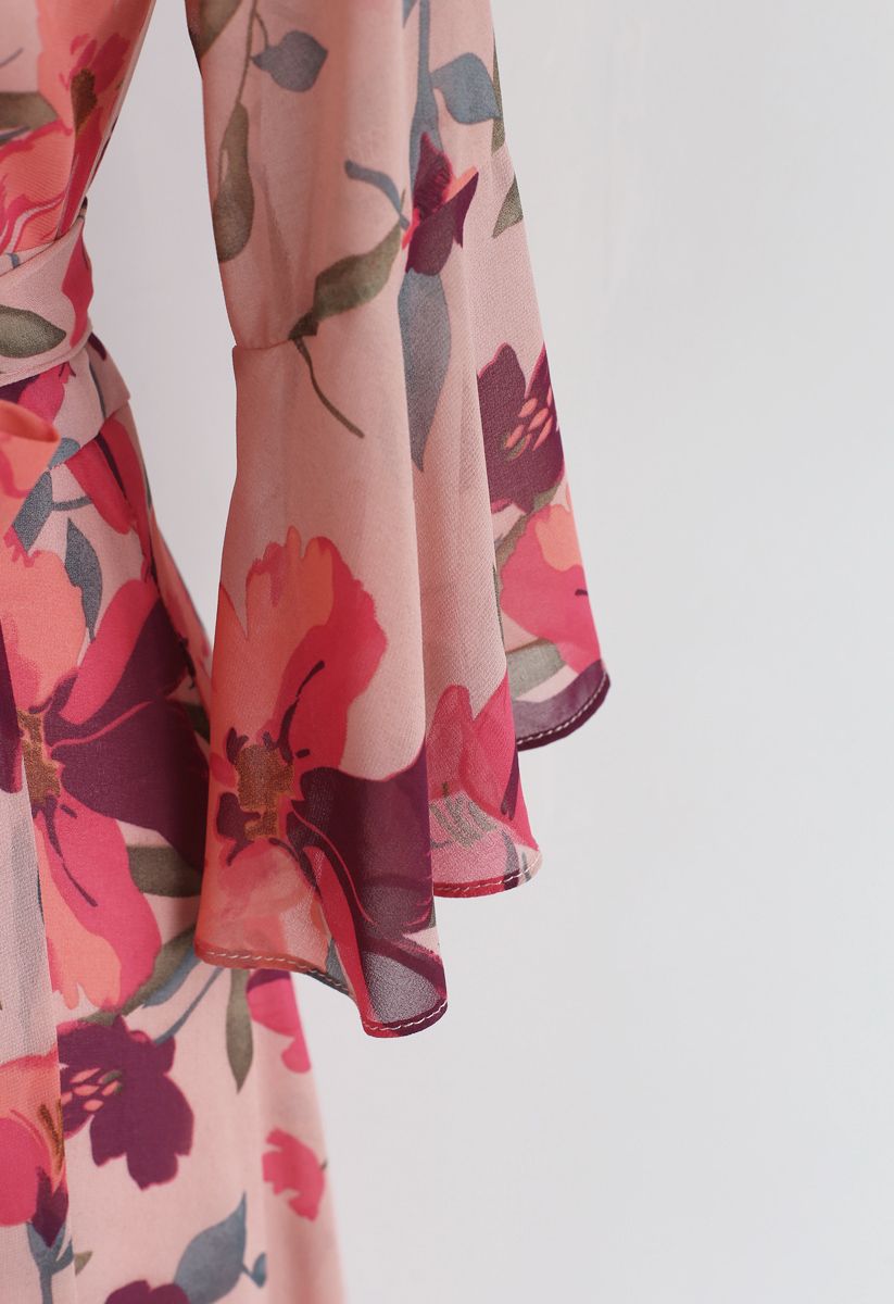A Million Floral Dreams - Bedrucktes Chiffon-Kleid in Blush