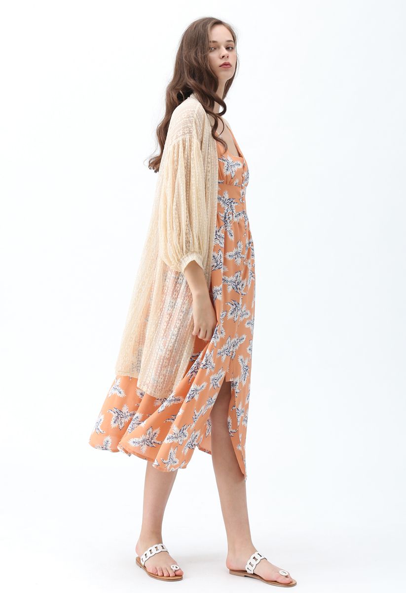 Irgendwo zum Lieben – Cremefarbener Longline Kimono mit Spitze