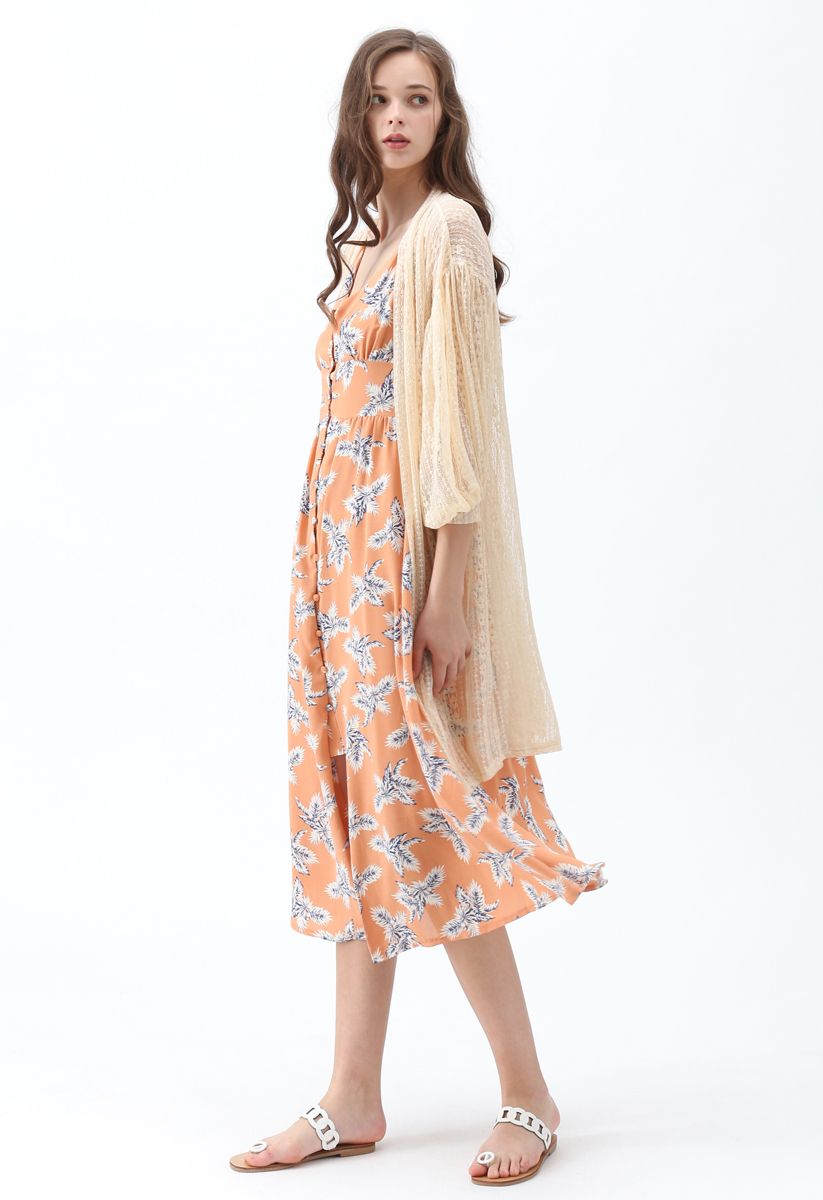 Irgendwo zum Lieben – Cremefarbener Longline Kimono mit Spitze