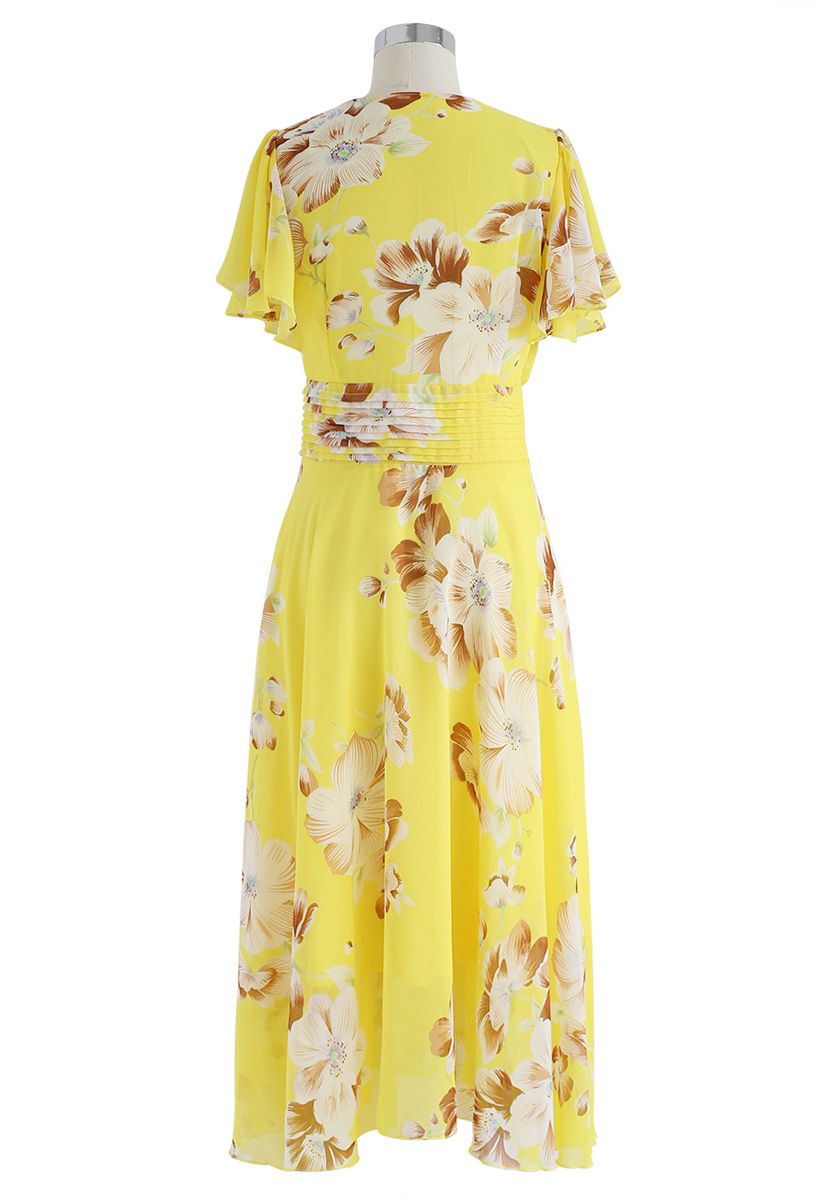 Sweet Surrender Floral Chiffon Kleid in Gelb