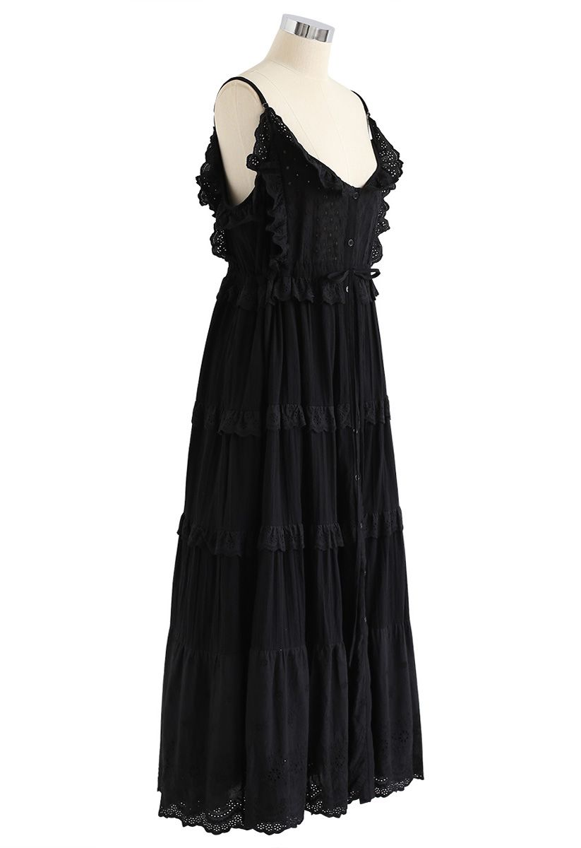 Liebe für das bestickte Cami-Kleid in Schwarz