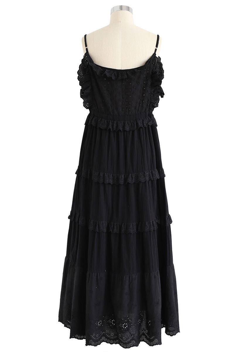 Liebe für das bestickte Cami-Kleid in Schwarz