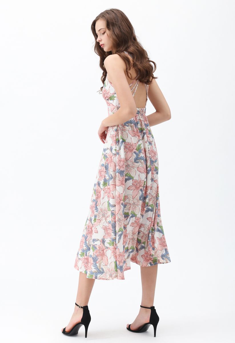 Perfect Sunday Lily - Bedrucktes Cami-Kleid mit gekreuzter Rückseite