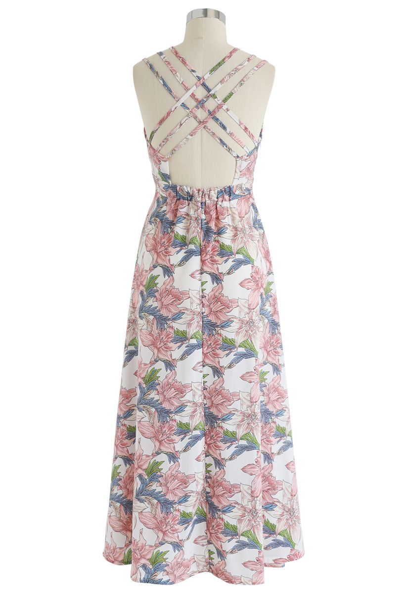 Perfect Sunday Lily - Bedrucktes Cami-Kleid mit gekreuzter Rückseite