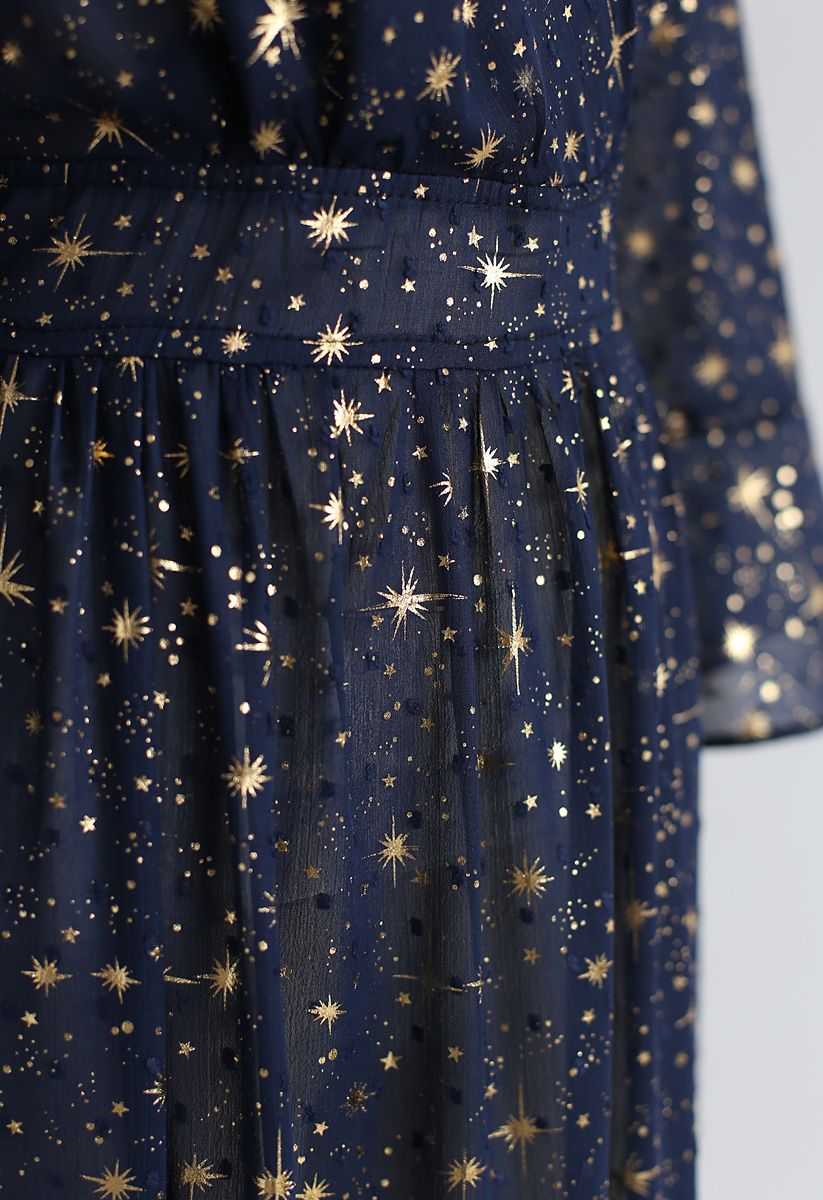 Ruhm der Liebe Sterne gedruckt Maxi-Kleid in Marine