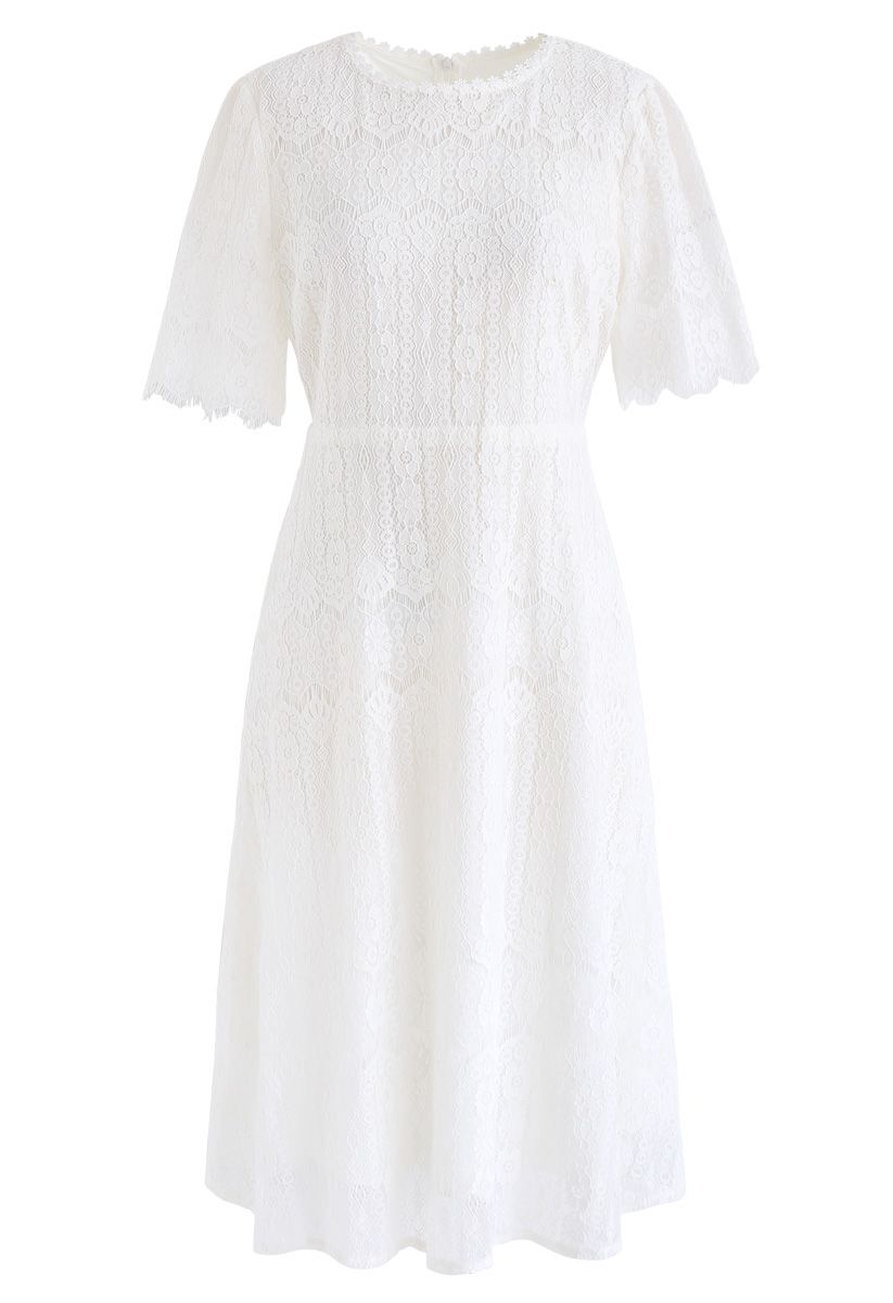 Dream Maker Lace Midi-Kleid in Weiß
