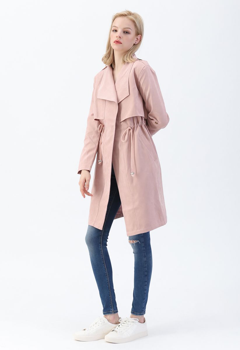 Tunnelzug Langer Trenchcoat in Pink