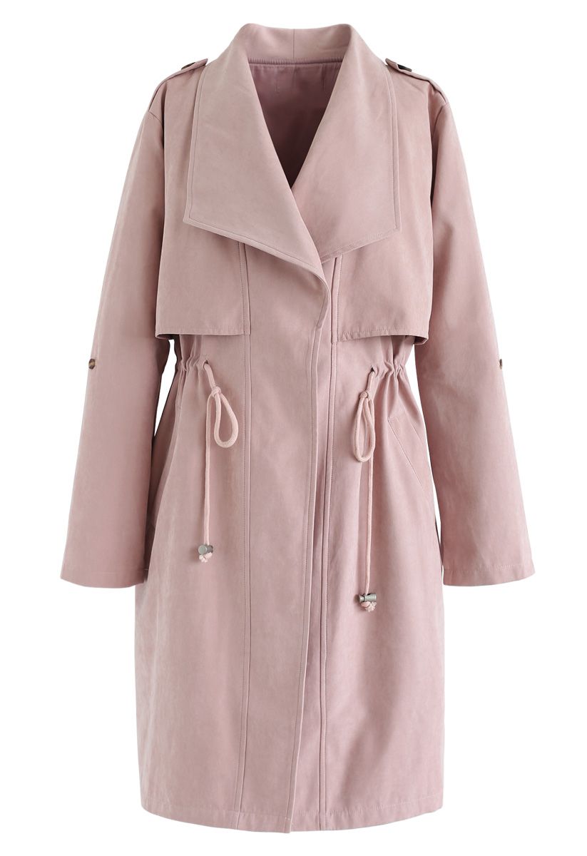 Tunnelzug Langer Trenchcoat in Pink