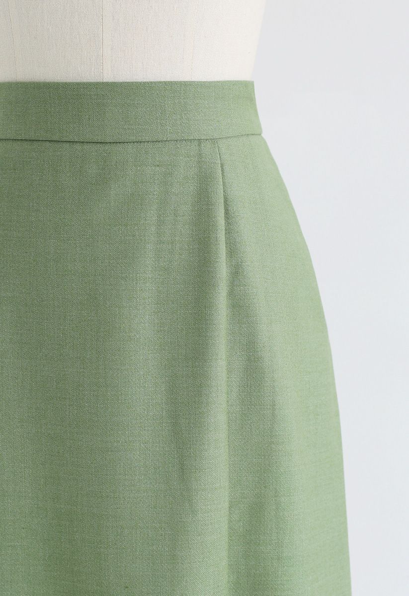 Grundfarbe Split Hem Pencil Skirt in Grün