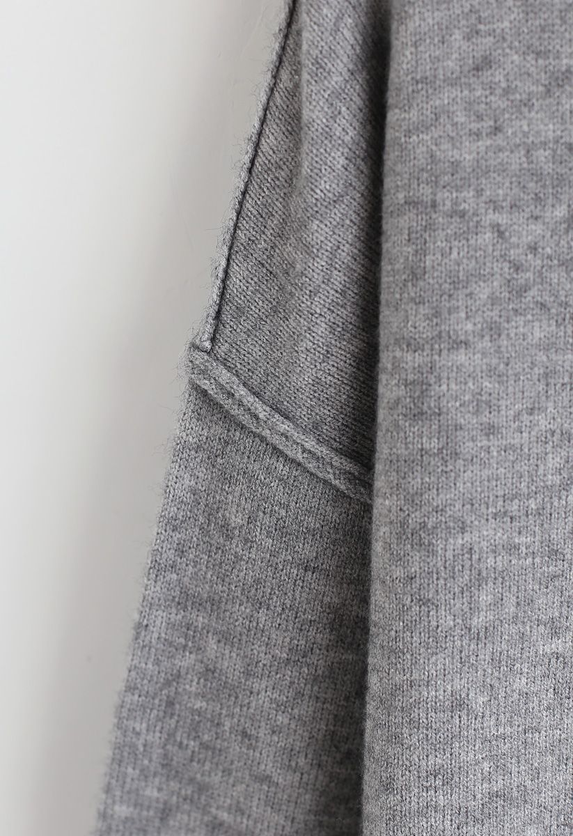 Soft Touch Basic Strickpullover mit Wasserfallausschnitt in Grau
