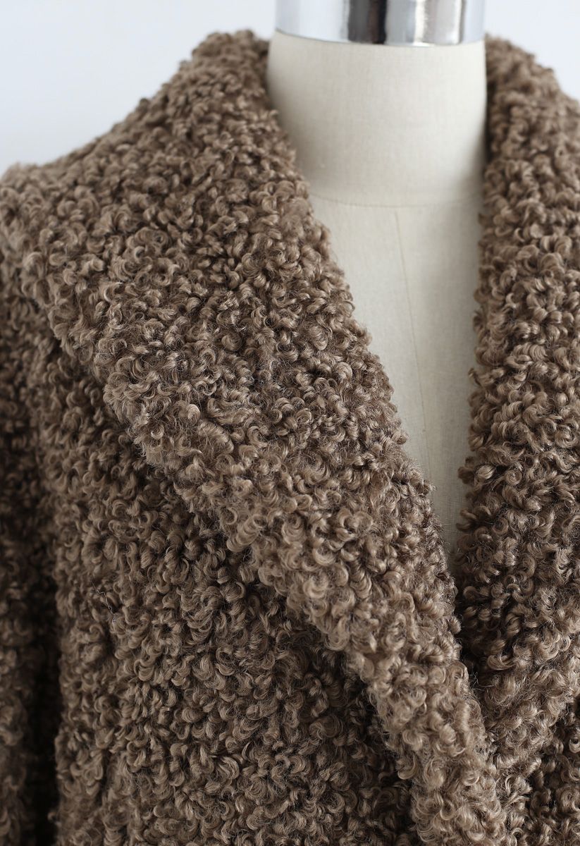 Gefühl von Wärme Faux Fur Longline Coat in Brown