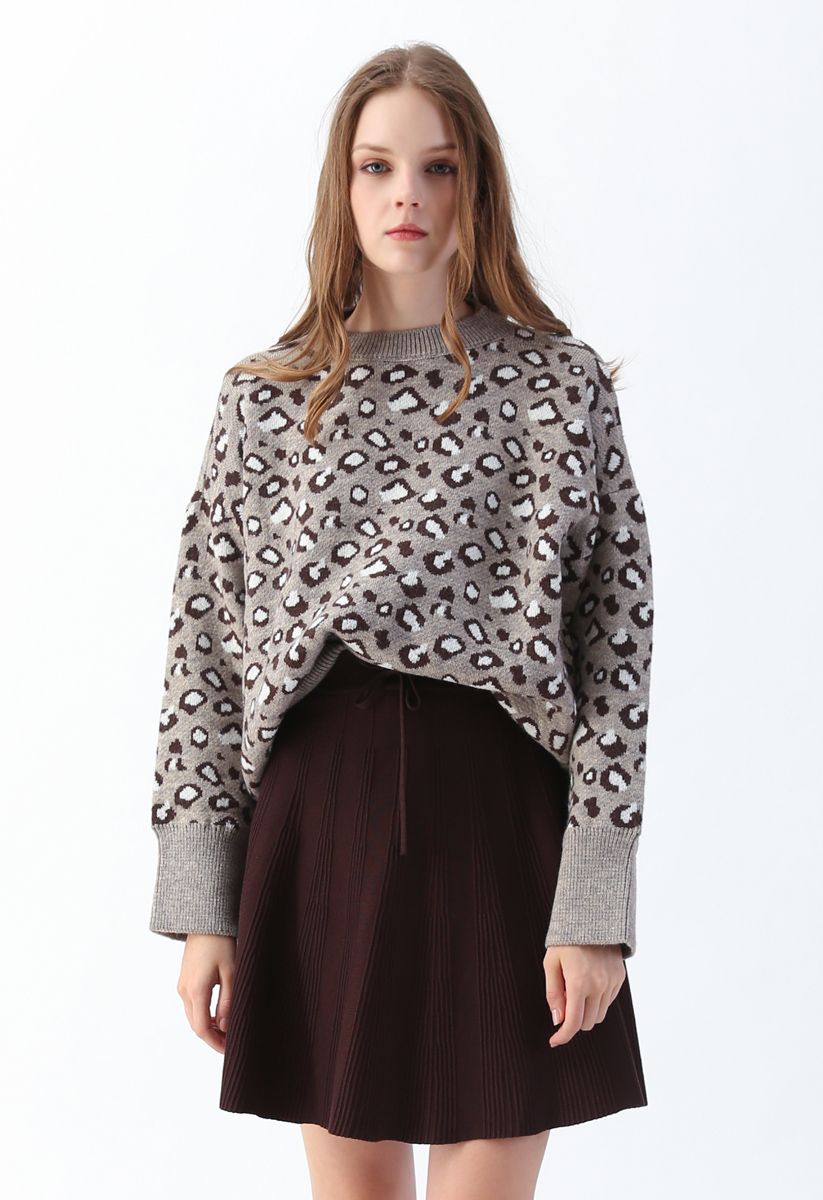Taupe Leopard Strickpullover