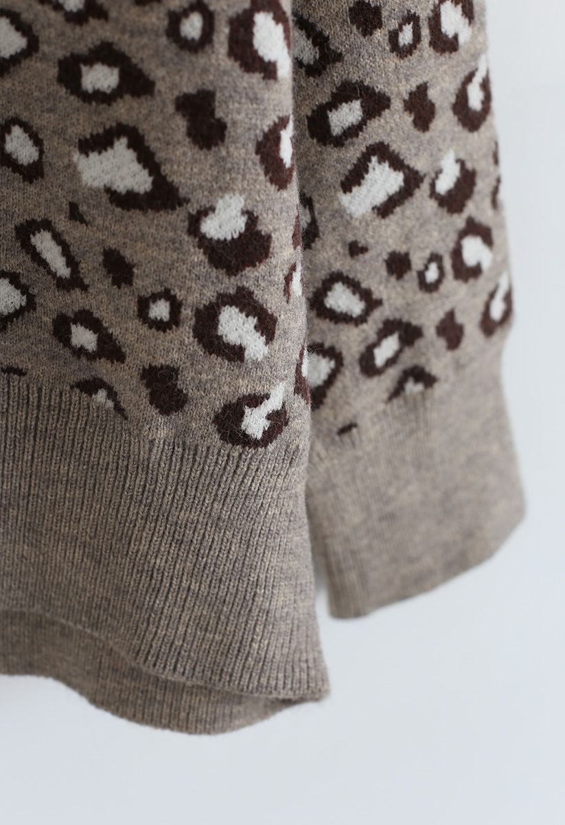 Taupe Leopard Strickpullover