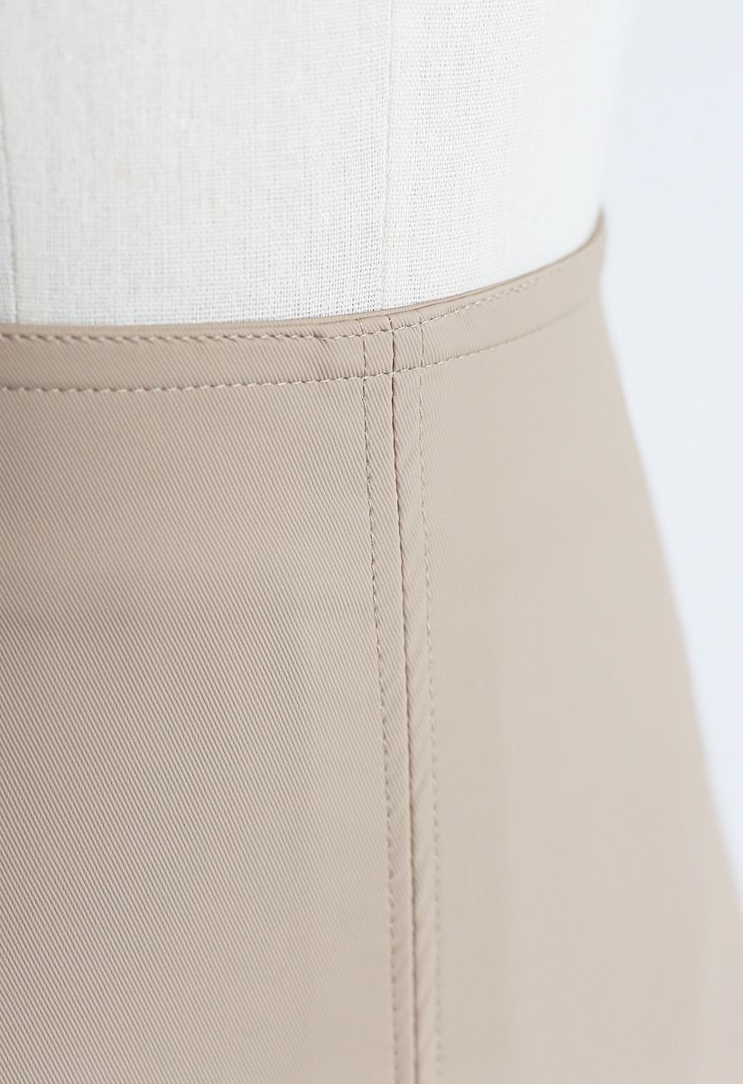 Basic A-Line Midi Skirt in Light Tan