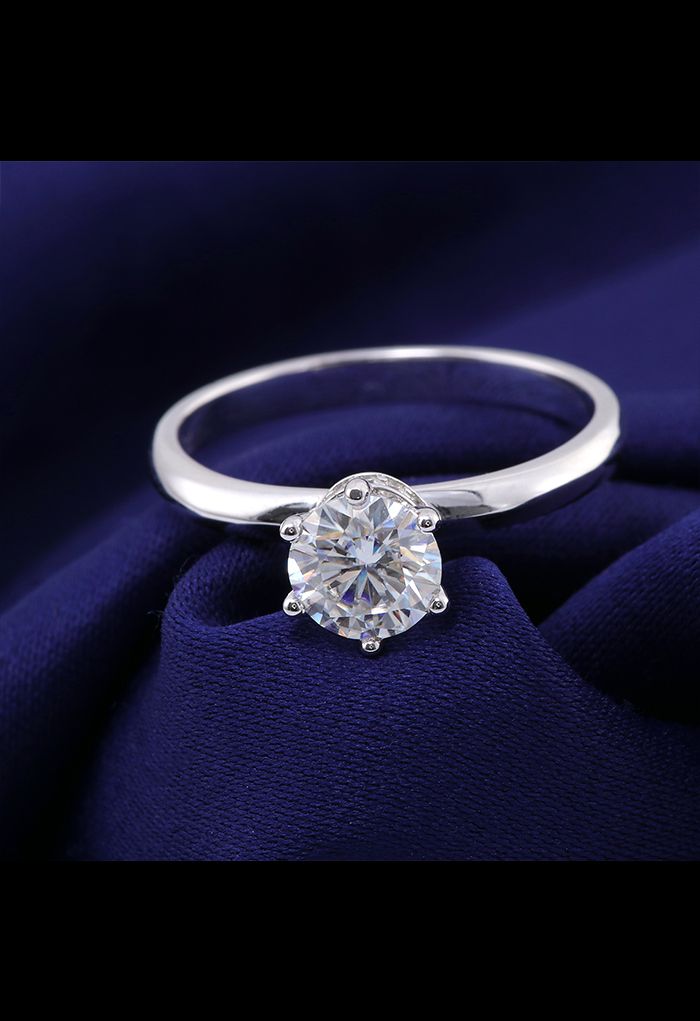 Hexagon Moissanite Diamond glänzender runder Ring