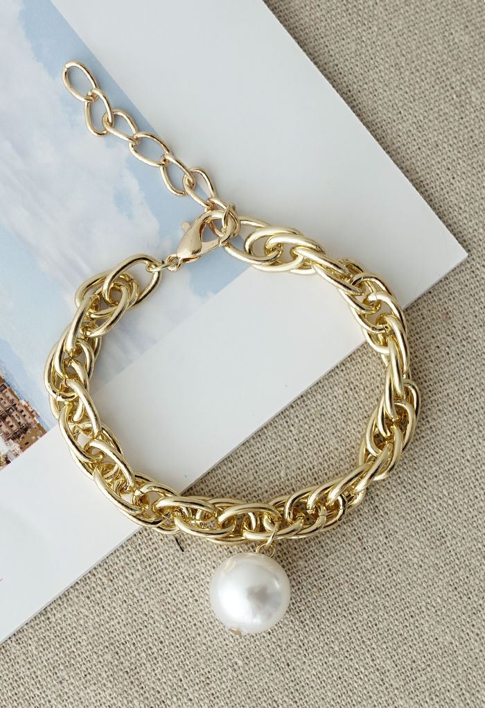 Perlen-Dekor-Goldkette-Armband