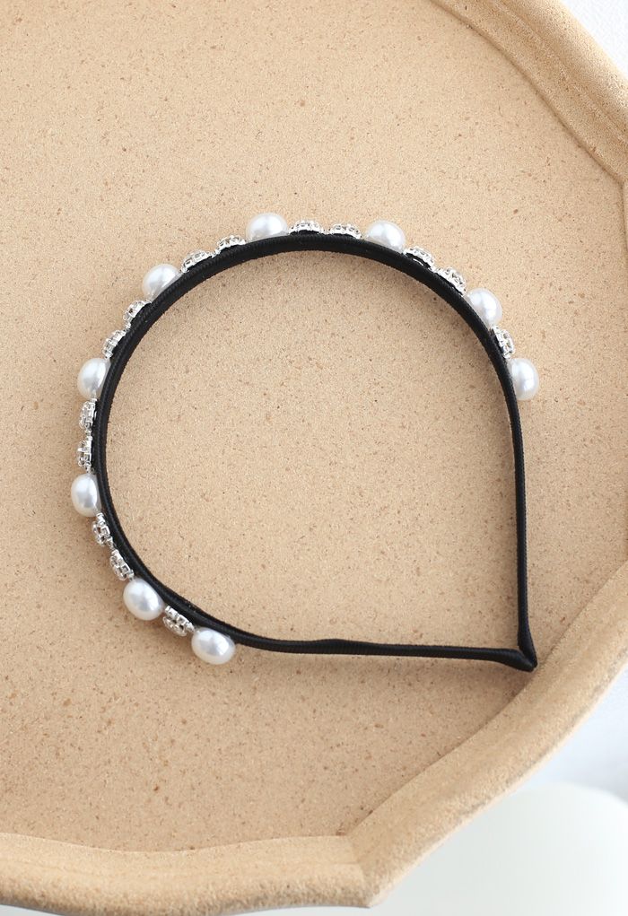 Kristall Perle Schwarz Stirnband