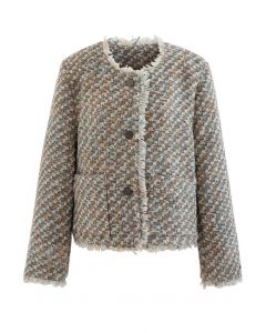 Tweed-Blazer mit Fransen in verschiedenen Farben