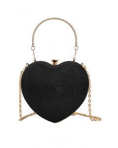 Glänzende Herzform Clutch Handtasche in Schwarz
