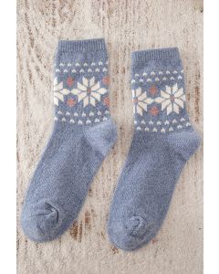 Crew-Socken mit Schneeflockenmuster in Staubblau