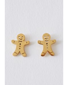 Süße Keks-Mann-Ohrringe in Gold