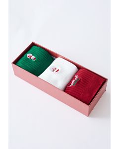 Weihnachtsmann bestickte Crew-Socken-Geschenkbox