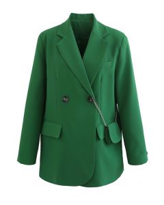 Pad-Shoulder-Blazer mit Mini-Tasche in Grün