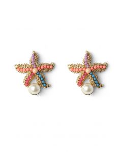 Pendientes estrella de mar con decoración de perlas