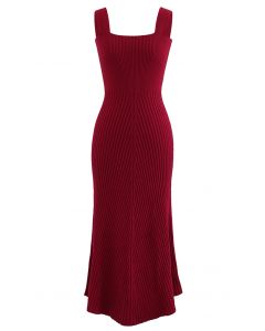 Schlankes Cami-Kleid aus weichem Strick in Rot
