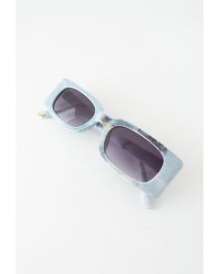 Rechteckige Vollrand-Sonnenbrille in Blau