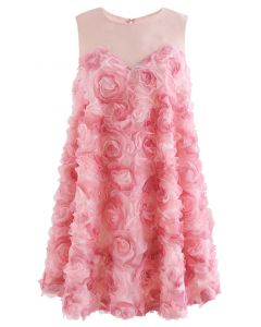 3D Pinky Rose Ärmelloses Dolly-Kleid