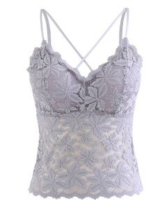 Blossom Lace Cami Bustier Top in Flieder