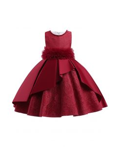 Prinzessinnenkleid mit floraler Spitze und Rüschen in Rot für Kinder