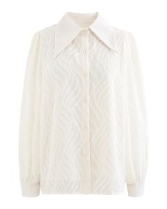 Klassisches Slouchy-Hemd mit gewellter Textur in Weiß