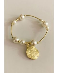 Kopfgeprägtes Perlen-Goldarmband