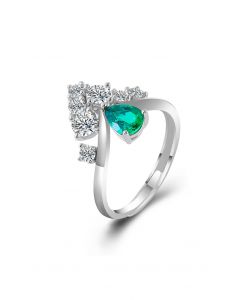 Birnen-Smaragd-Edelstein-Diamant-Ring