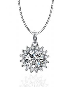 Blühende florale Halo-Moissanite-Diamant-Halskette