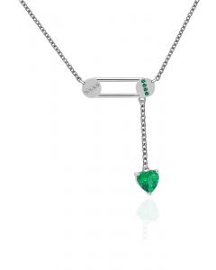 Büroklammer-Herz-Form-Smaragd-Edelstein-Halskette
