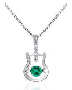 Smaragd-Edelstein-Halskette in Gitarrenform
