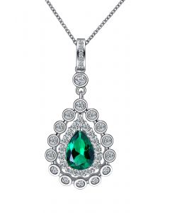 Birnen-Smaragd-Edelstein-Diamant-Halskette