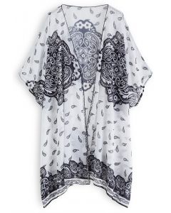 Chiffon-Kimono mit Paisley-Print