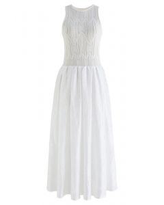 Ärmelloses Kleid mit gespleißter Struktur in Weiß