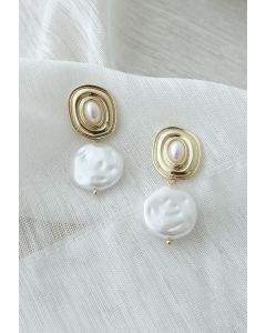 Shell White Coin Pearl Drop Ohrringe