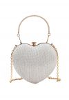 Glänzende Herzform Clutch Handtasche in Silber