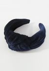 Schlankes, geknotetes Samt-Stirnband in Marineblau