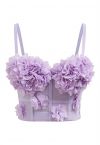 Pearly Petal Bustier-Crop-Top in Flieder