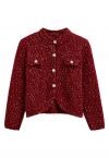 Flauschiger Button-Down-Cardigan aus Strickmischung in Rot