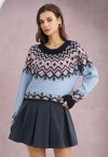 Nordic Charm – Fair-Isle-Strickpullover in Blau